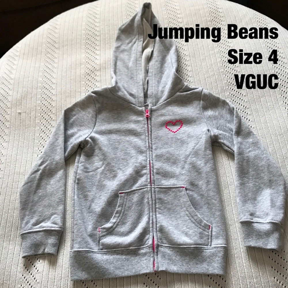 Jumping Beans Hooded Zippered Sweatshirt Girls Size 4, VGUC